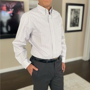 Hickey Freeman dress shirt, white with windowpane pattern